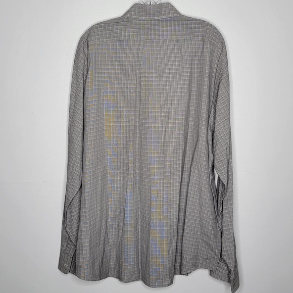 VINTAGE Polo Ralph Lauren Button Shirt XXL Mens Gray Custom Fit Plaid 2 Ply 80s - Picture 2 of 7